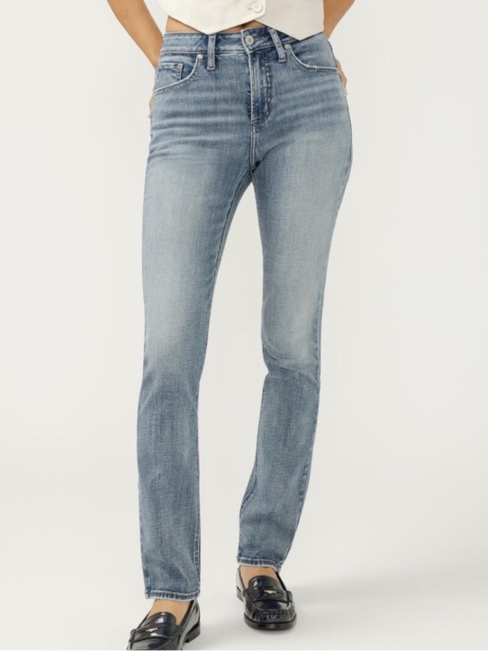 Silver Jeans Co. Women W32/L31 Blue Denim High Rise Avery Straight Jeans
